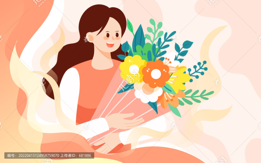 母親節(jié)溫馨花束感恩節(jié)鮮花插畫
