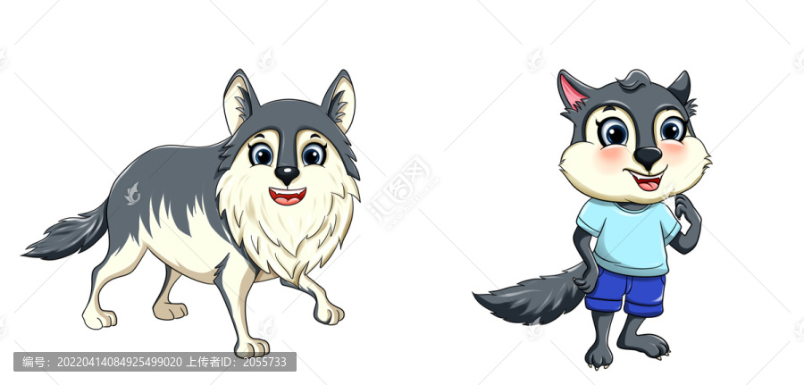 狼卡通插畫