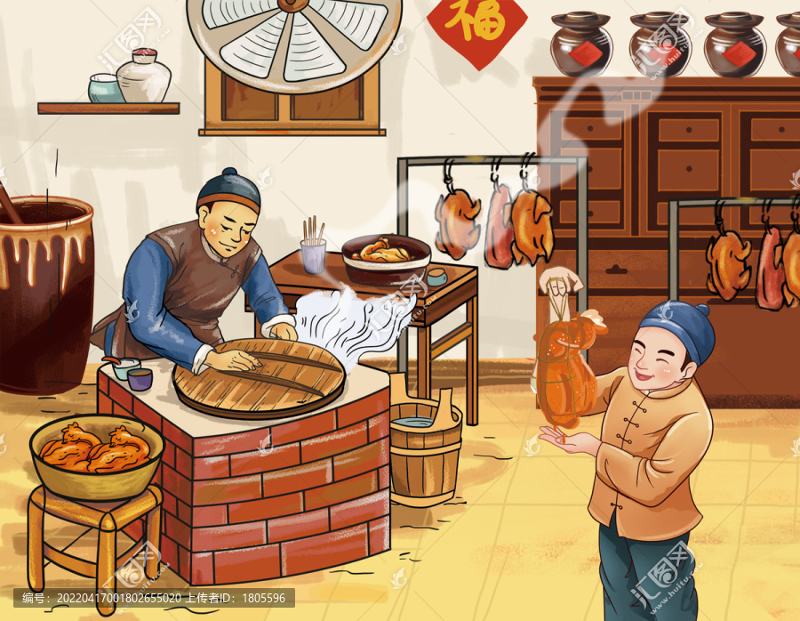 燒雞扒雞插畫(huà)