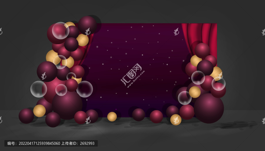 紅金色紫色氣球鏈效果圖