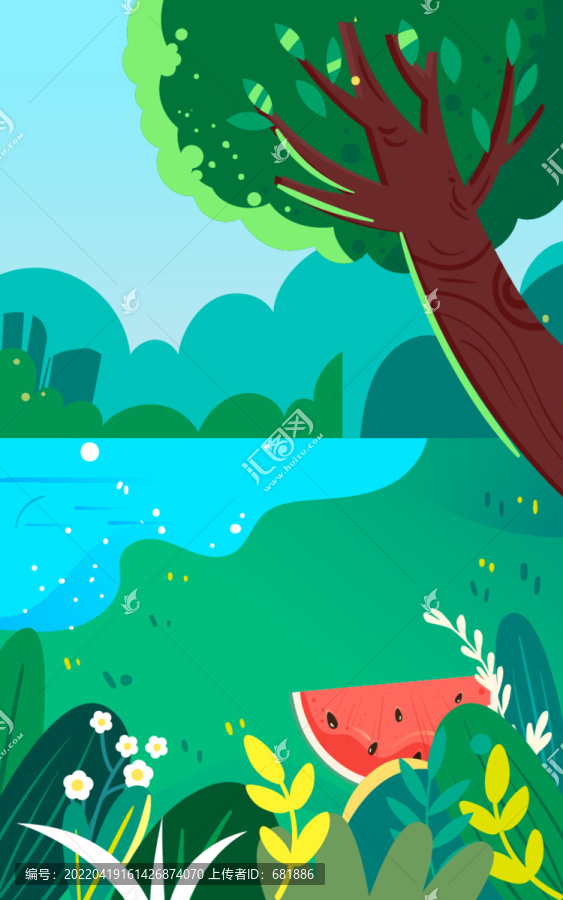 夏天奶奶樹下乘涼立夏節(jié)氣插畫