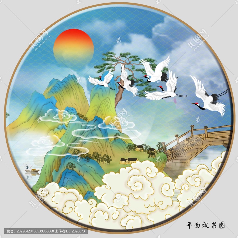 新中式房地產(chǎn)山水裝飾畫
