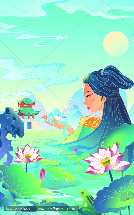 國潮夏至荷塘