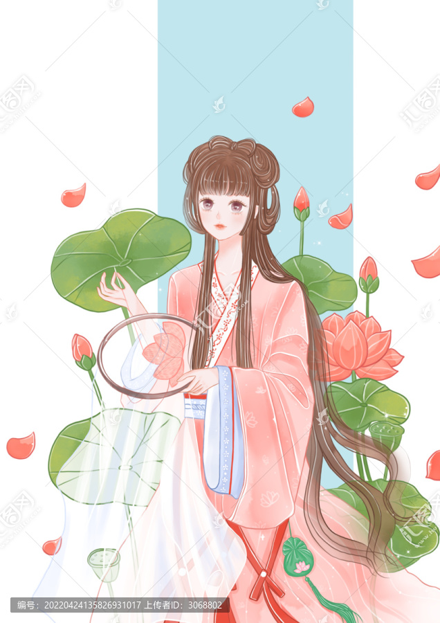 荷花与少女