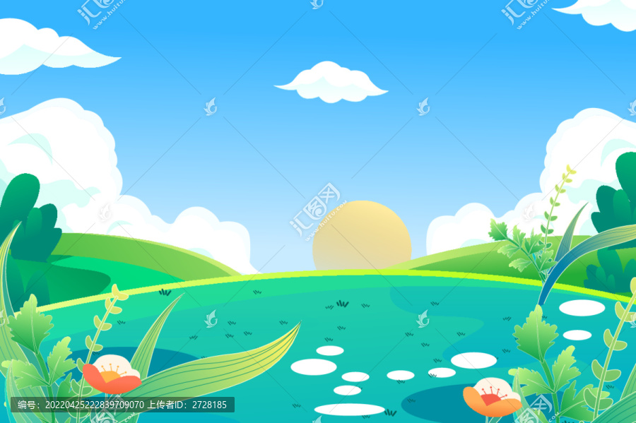 夏天背景插畫