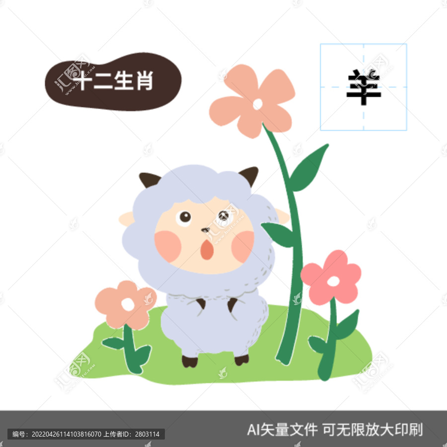 十二生肖未羊卡通綿羊圖案