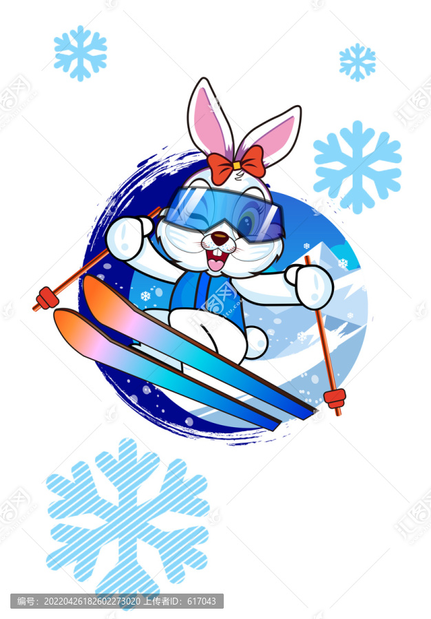 滑雪白兔