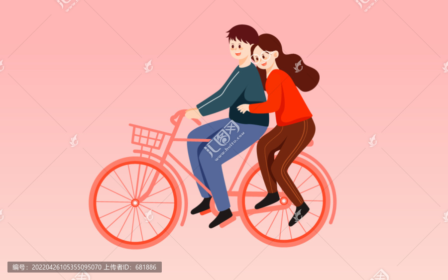 520情人節(jié)情侶騎車出行插畫