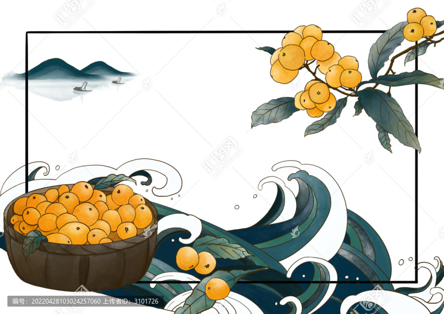 國潮枇杷包裝插畫
