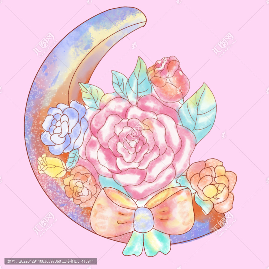 手繪花朵水彩花卉夢幻花卉手賬