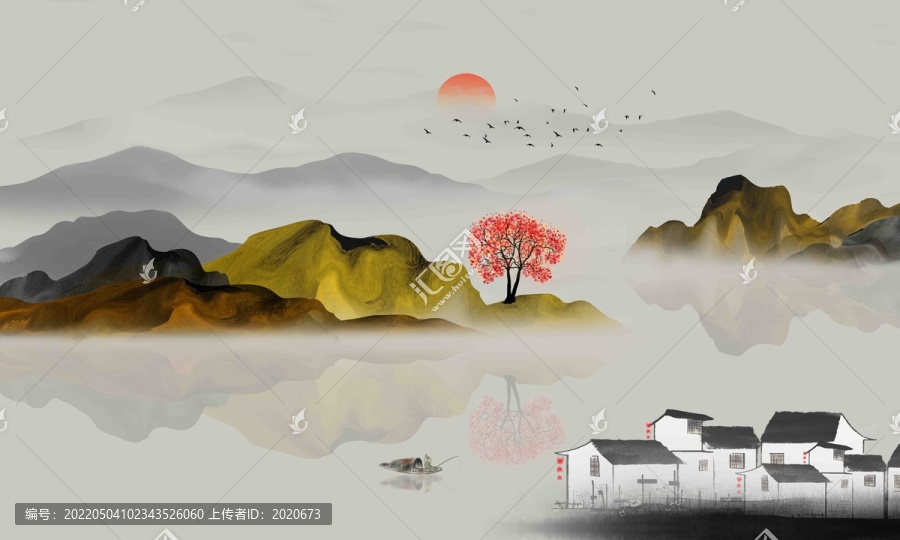 意境山水電視背景墻