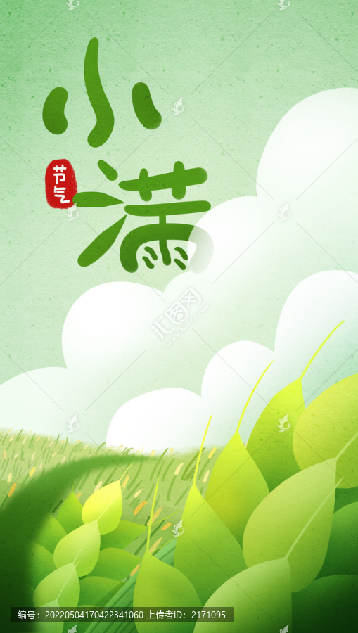 小滿節(jié)氣麥穗生長谷物手繪插畫