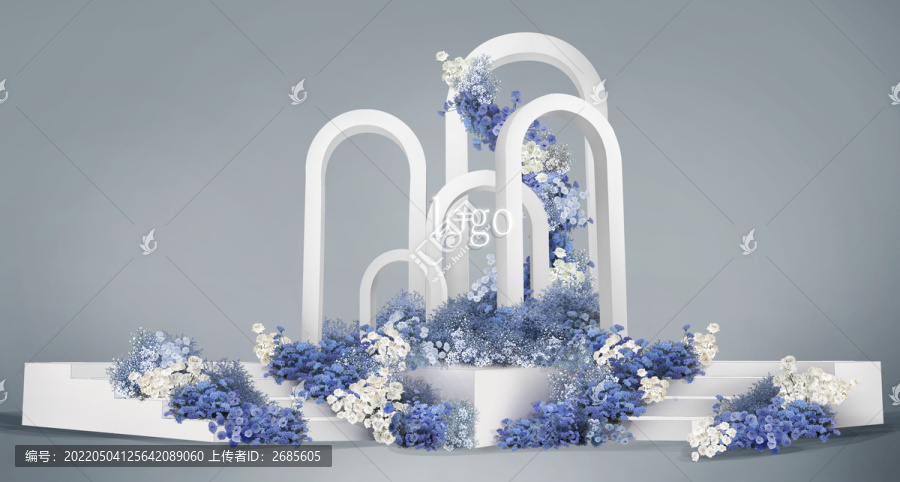 藍(lán)白法式花園婚禮效果圖