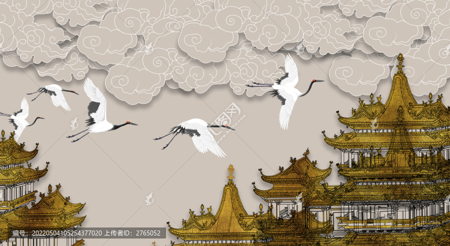 高端皇宮樓閣背景墻