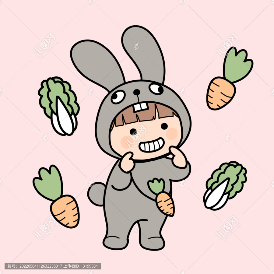 小兔頭套娃娃