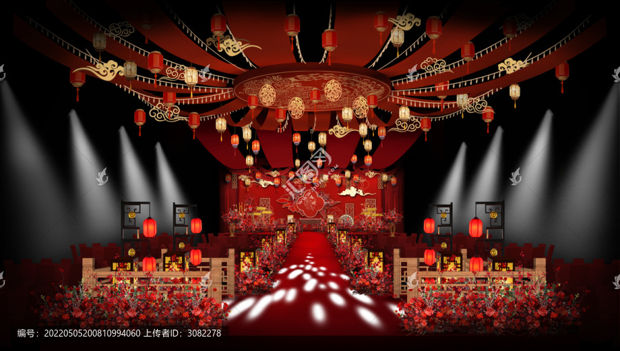 中式儀式區(qū)婚禮手繪效果圖