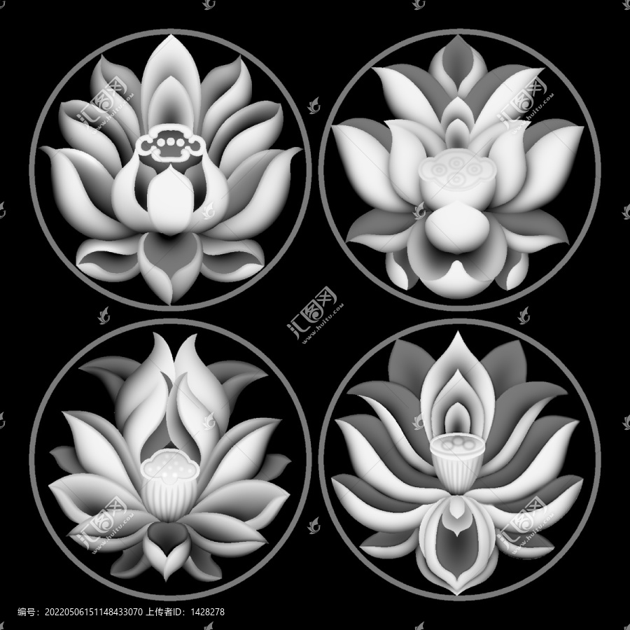 團(tuán)花灰度圖浮雕圖精雕圖