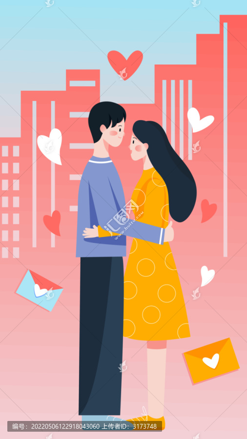 情人節(jié)一對(duì)擁抱的情侶