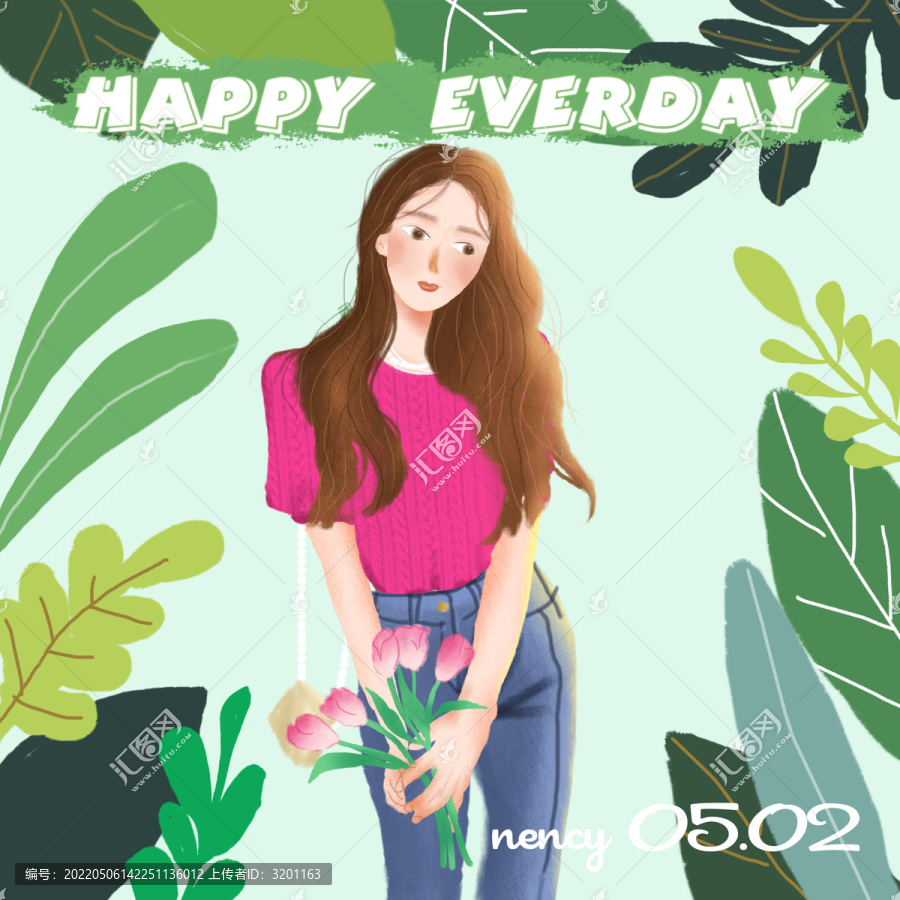 時(shí)尚穿搭女孩插畫