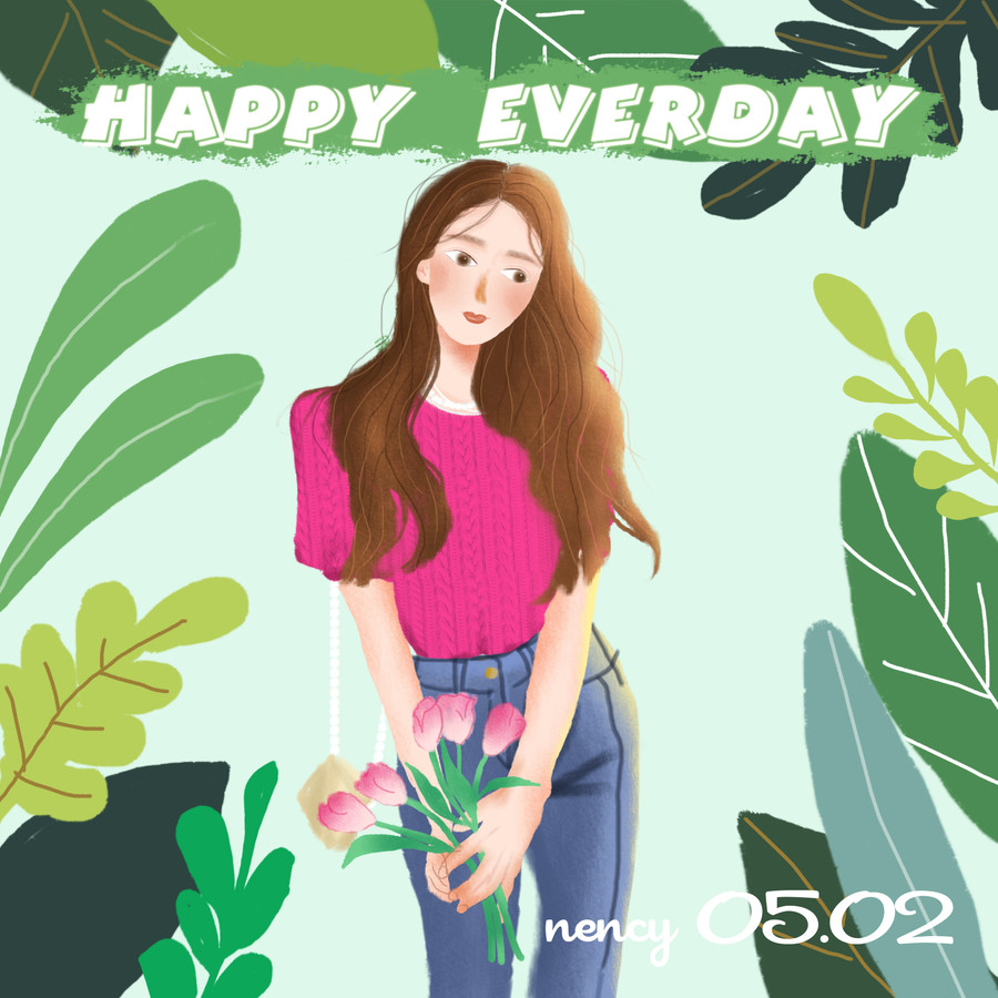時(shí)尚穿搭女孩插畫
