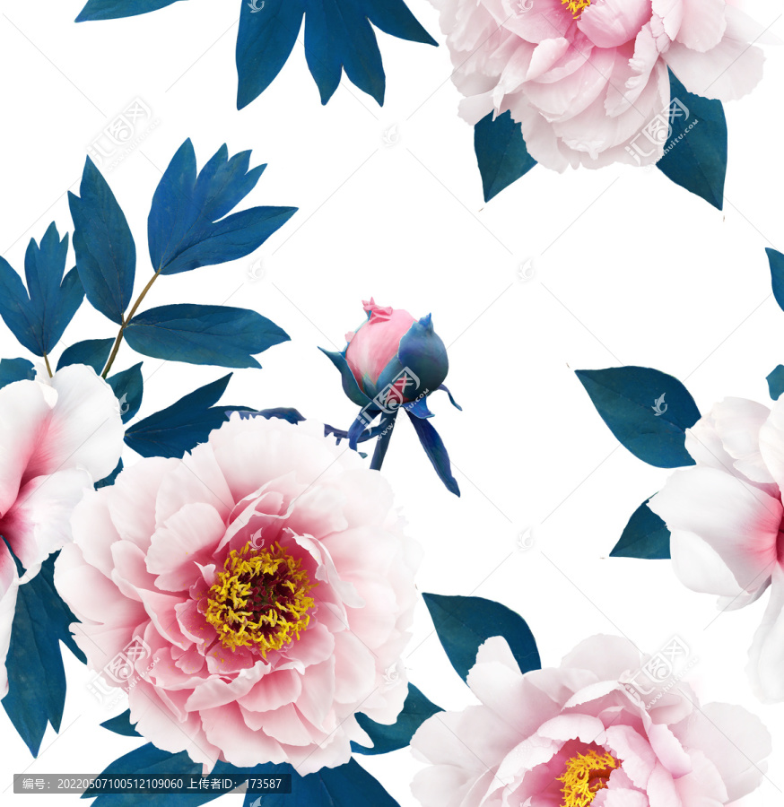 牡丹花印花圖案