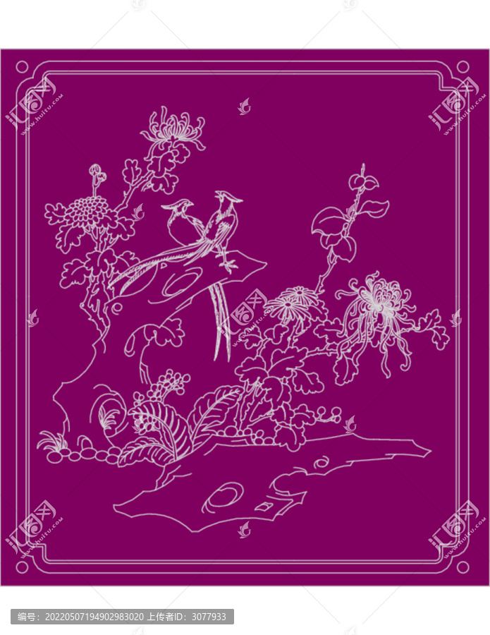 中秋菊花錦雞圖
