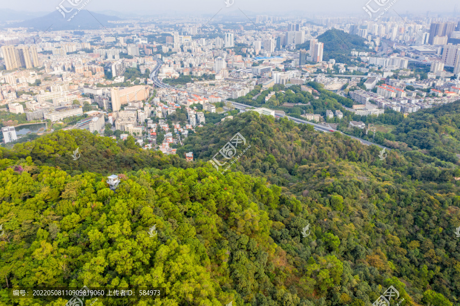 航拍广州白云山风景区鸣春谷