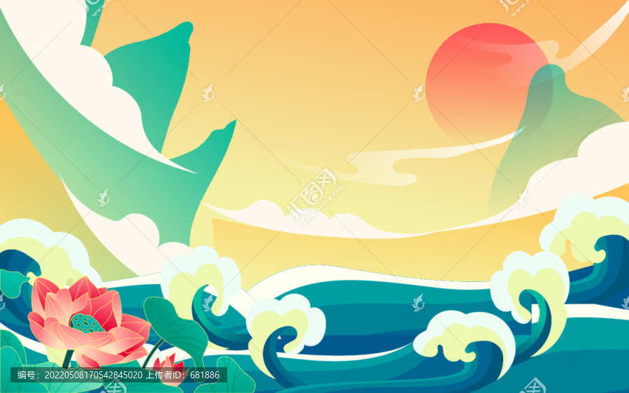 端午節(jié)賽龍舟傳統(tǒng)節(jié)日國潮插畫