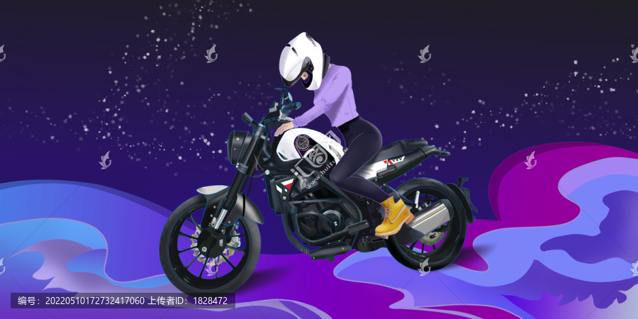 摩托車機(jī)車女騎插畫