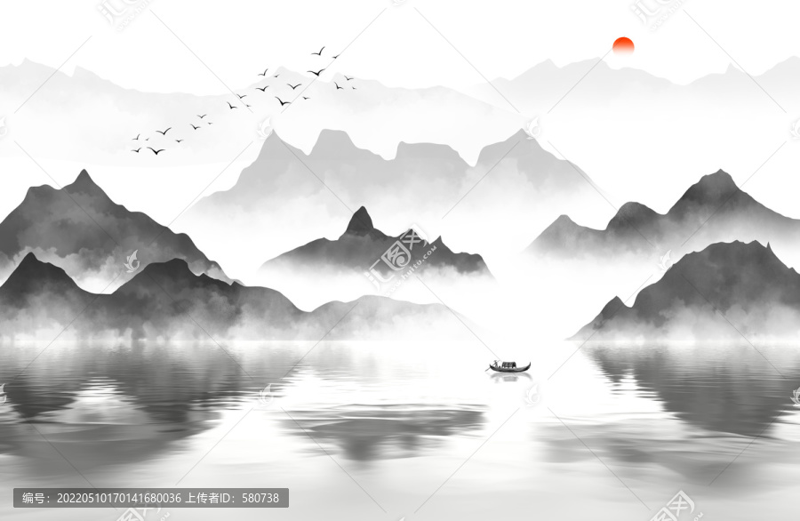水墨意境山水背景