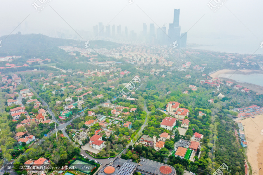 航拍山东青岛八大关景区