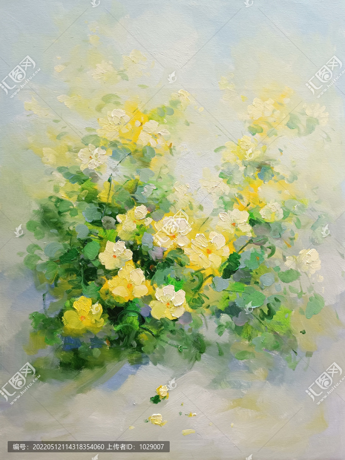 黃色玫瑰油畫