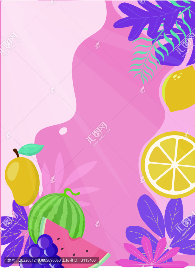 豎版夏天水果背景