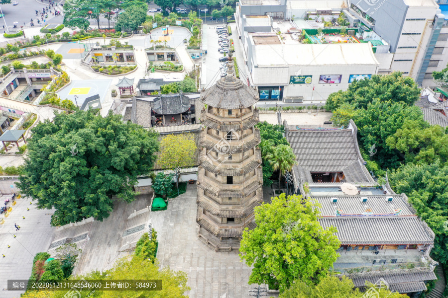 航拍福州乌山乌塔公园石塔寺