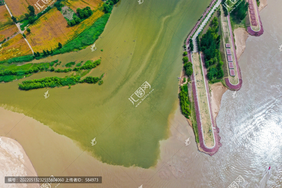 航拍河南巩义河洛汇流景区