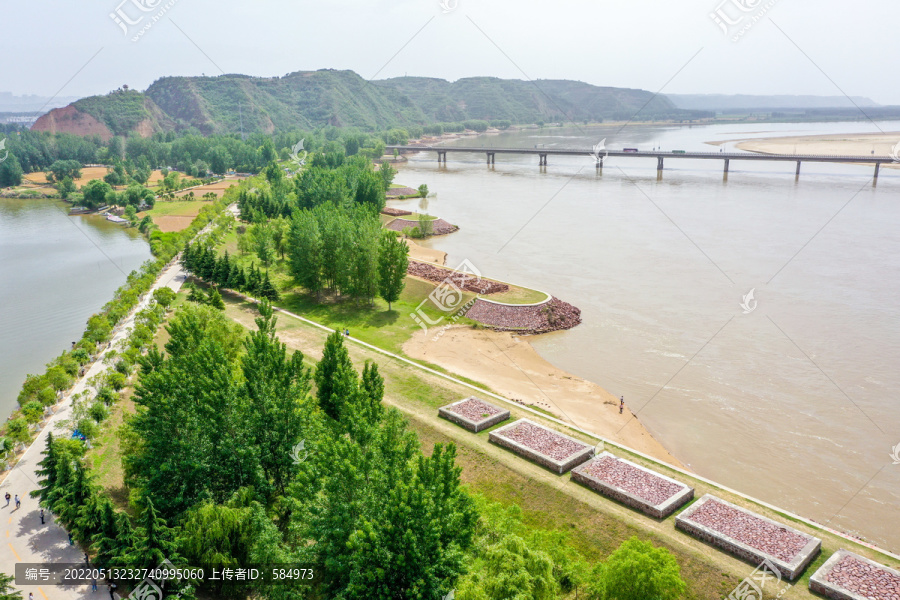 航拍河南巩义河洛汇流景区