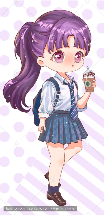 插畫學(xué)生服女孩