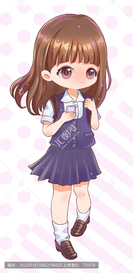 插畫學(xué)生服女孩