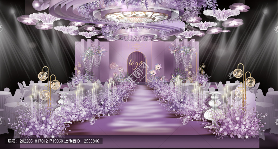 紫色婚禮效果圖