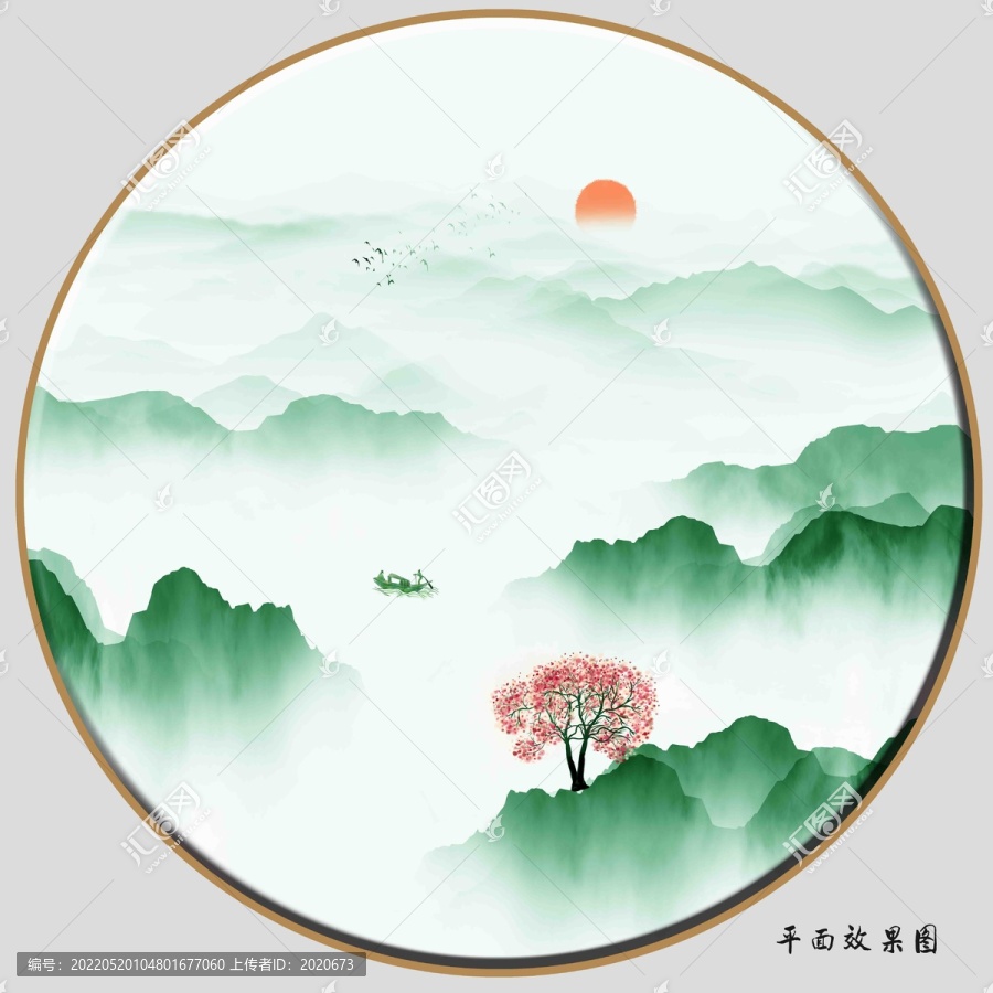 水墨綠水青山裝飾畫(huà)