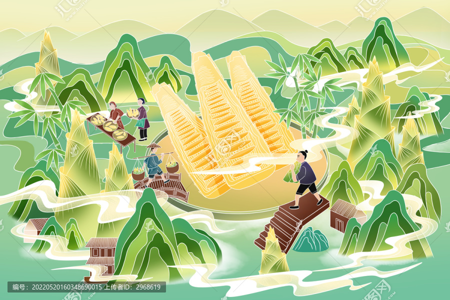 中國(guó)風(fēng)國(guó)潮竹筍筍干插畫(huà)包裝