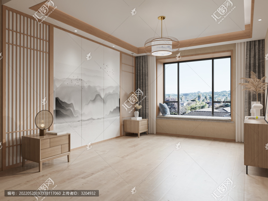 新中式臥室場景