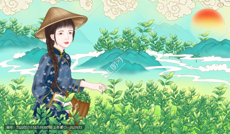 茶包裝設(shè)計(jì)采茶女孩