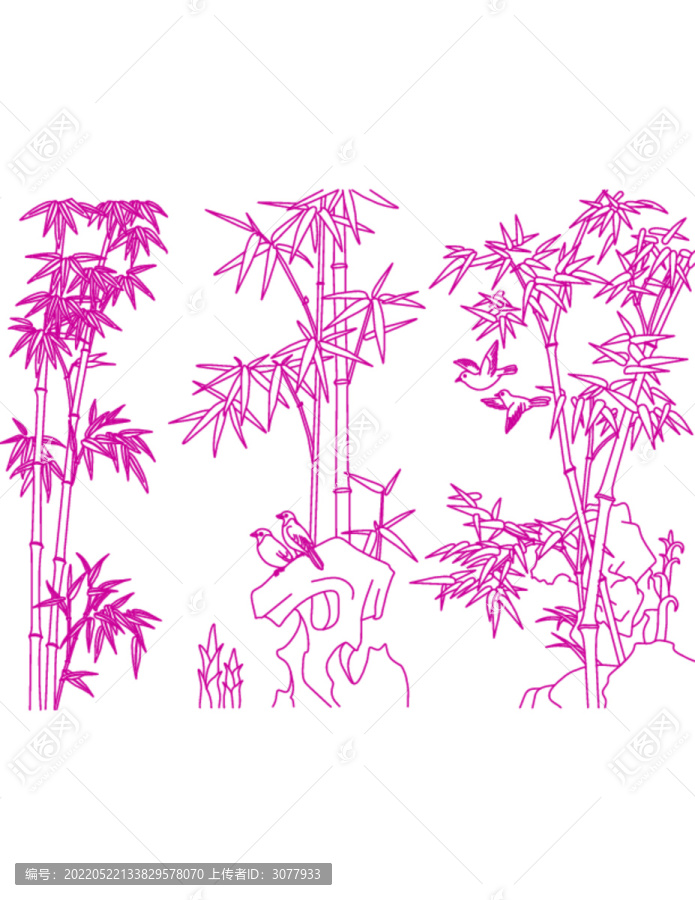 竹林奇石花鳥圖