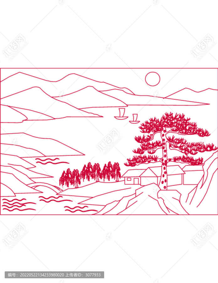 村莊朝陽圖