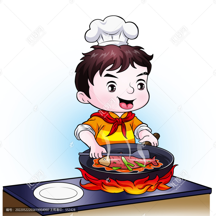 炒菜小學(xué)生卡通漫畫(huà)