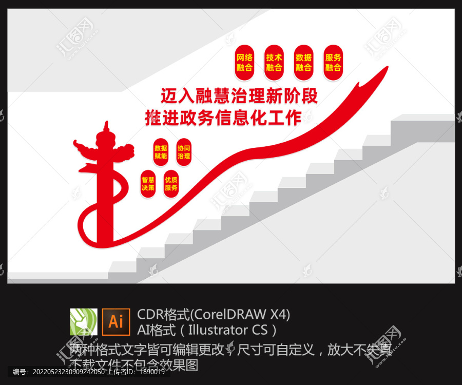 政務(wù)信息化樓梯間文化墻