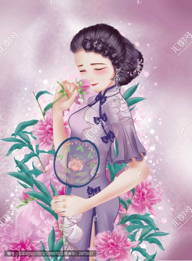 手繪旗袍美人