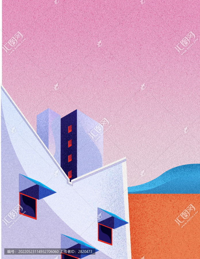 個性粉色建筑插畫