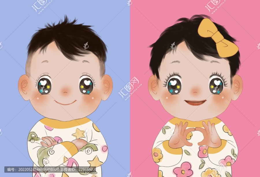 卡通男女孩粉藍(lán)款
